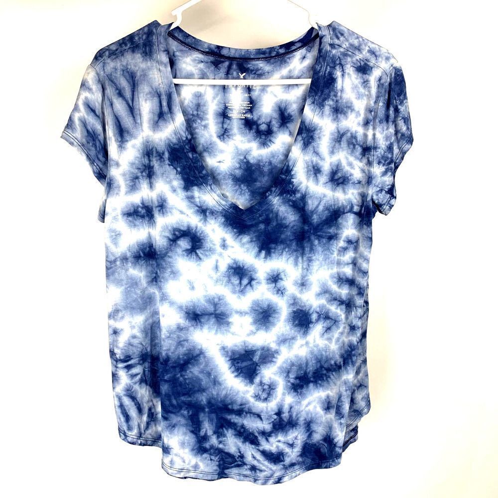 American Eagle Tie Dye V-Neck Tee Small - Picture 1 of 5